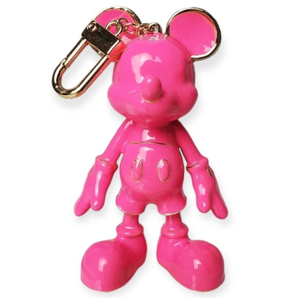 DISNEY x BAUBLEBAR Mickey Mouse Bag Charm Key Holder Pink Enamel Limited Edition - Picture 1 of 10